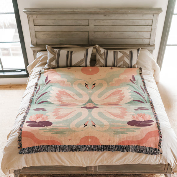 Blush Swan Reflection Blanket