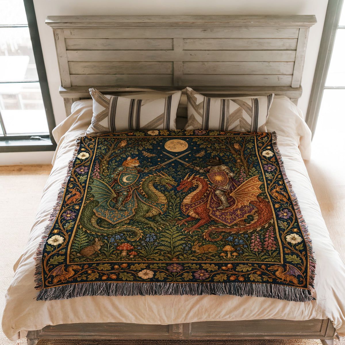 The Moonlit Dragon Riders Blanket