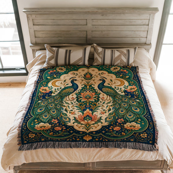 Peacock Moon Garden Blanket