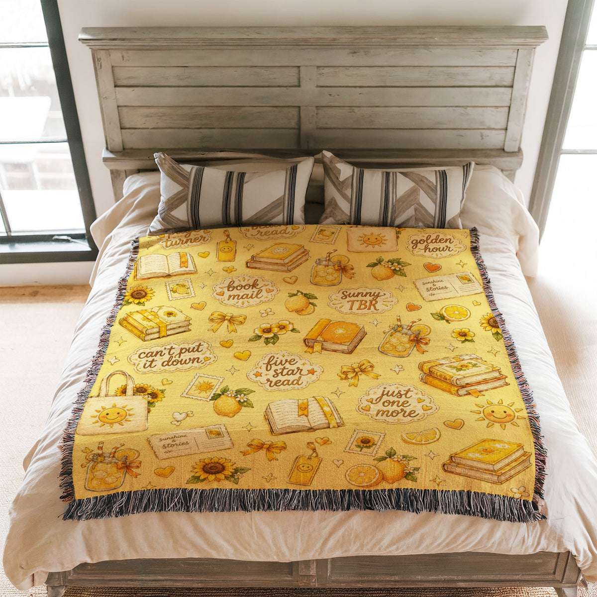 Sunny Book Lover Pattern Blanket