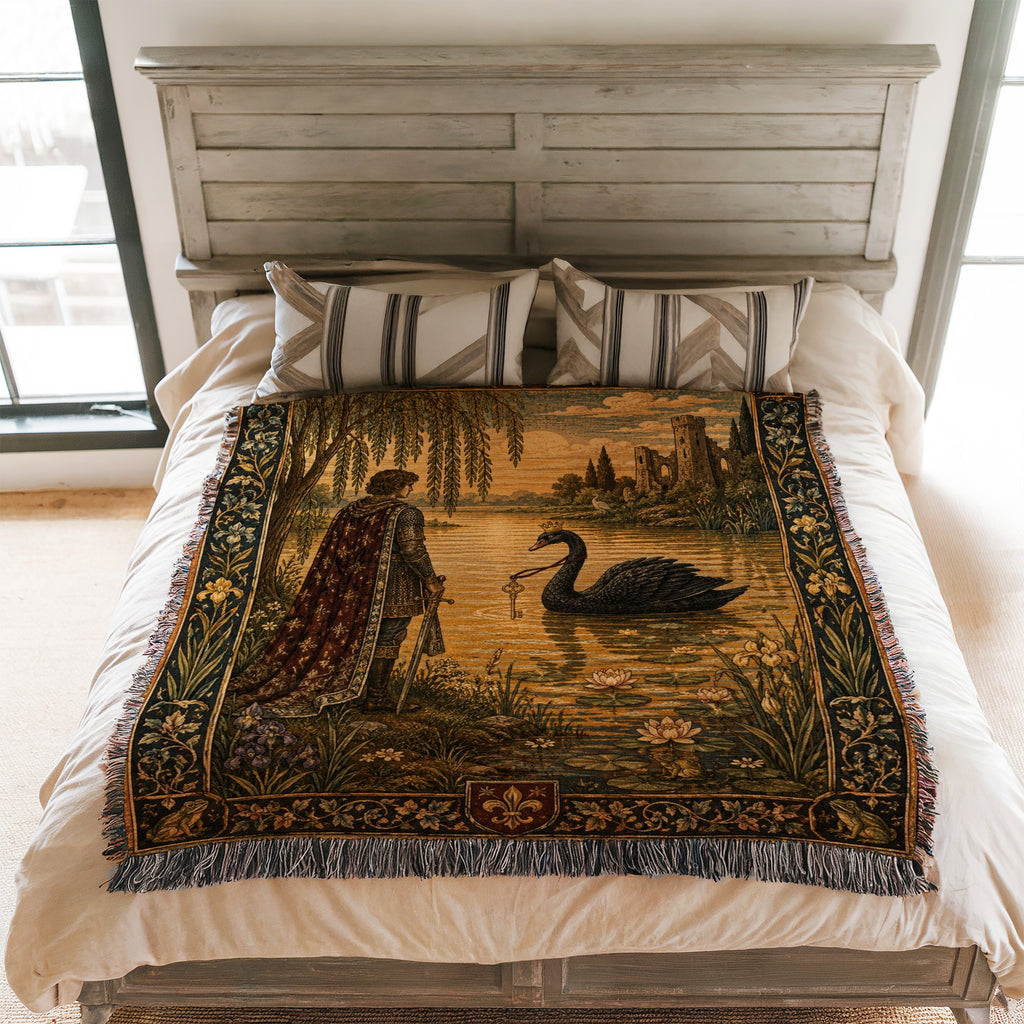 The Knight and the Black Swan Blanket
