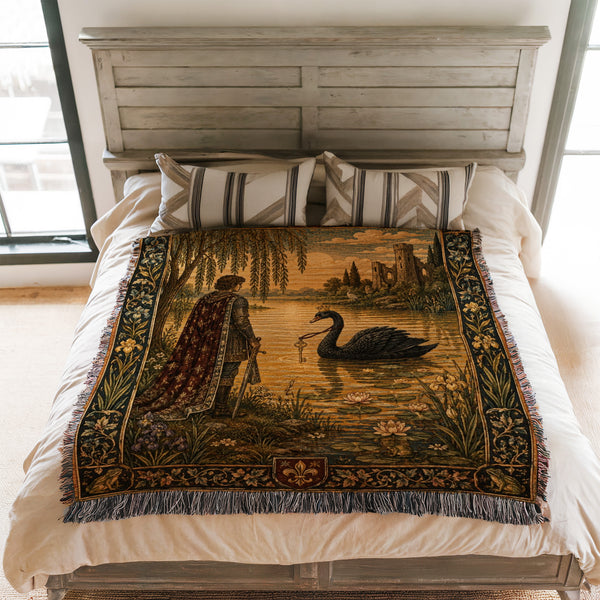 The Knight and the Black Swan Blanket