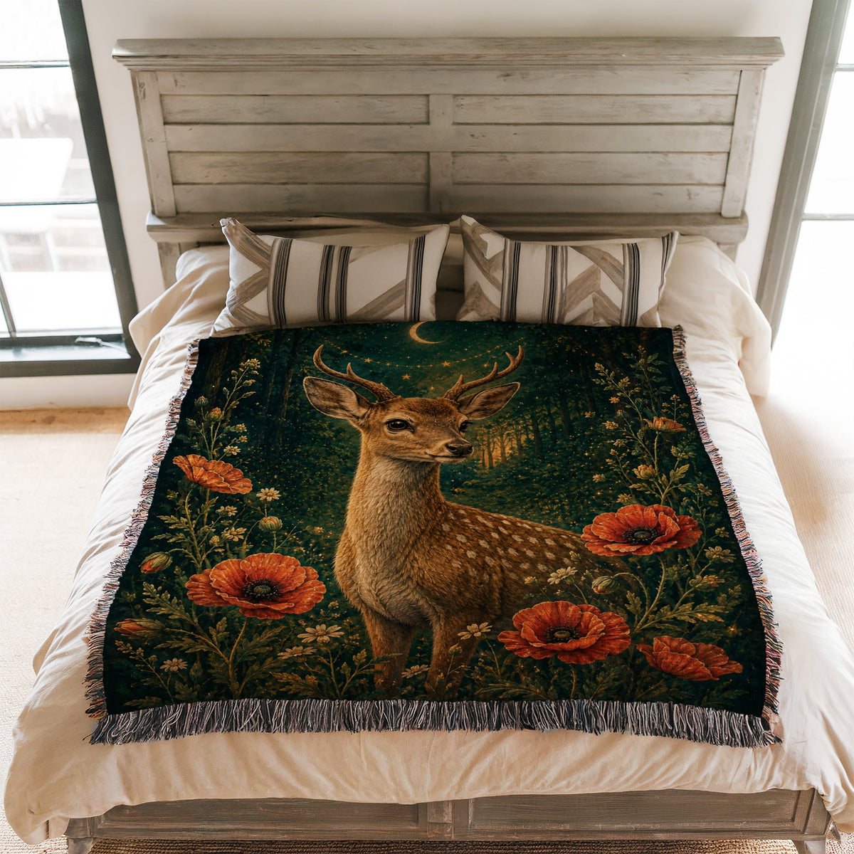Enchanted Moonlit Deer Blanket