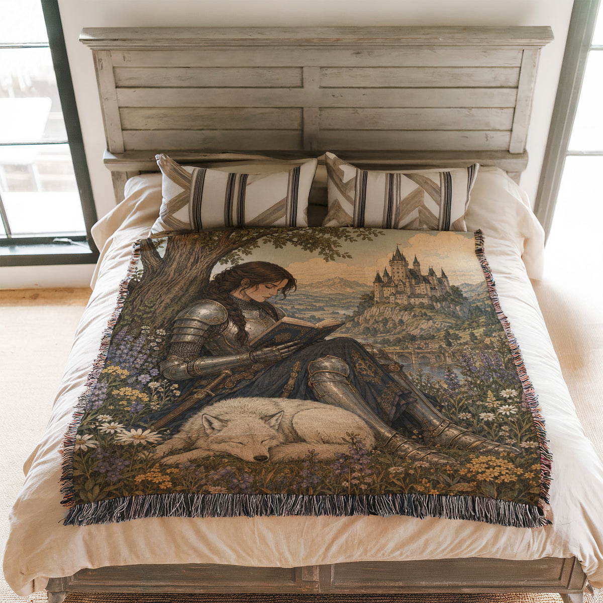 The Scholar Knight & White Wolf Blanket