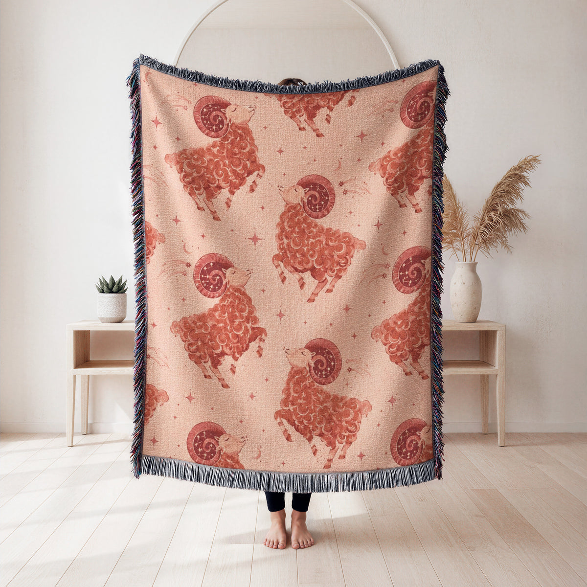 Aries Celestial Ram Pattern Blanket