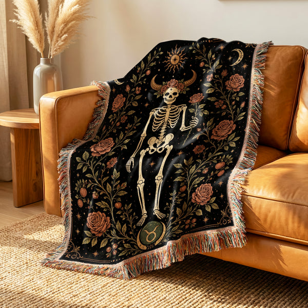 Taurus Celestial Skeleton Rose Blanket
