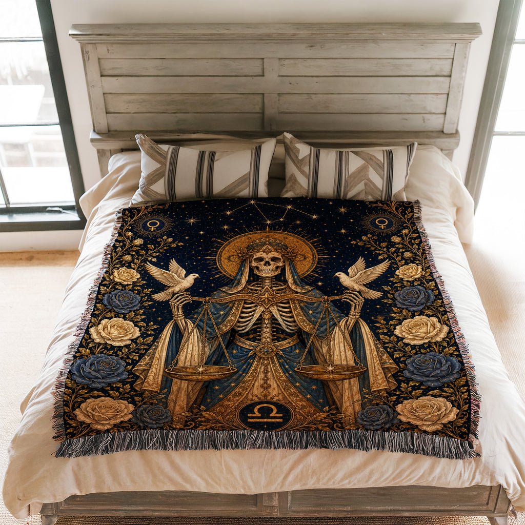 Libra Doves & Scales – Gothic Zodiac Blanket