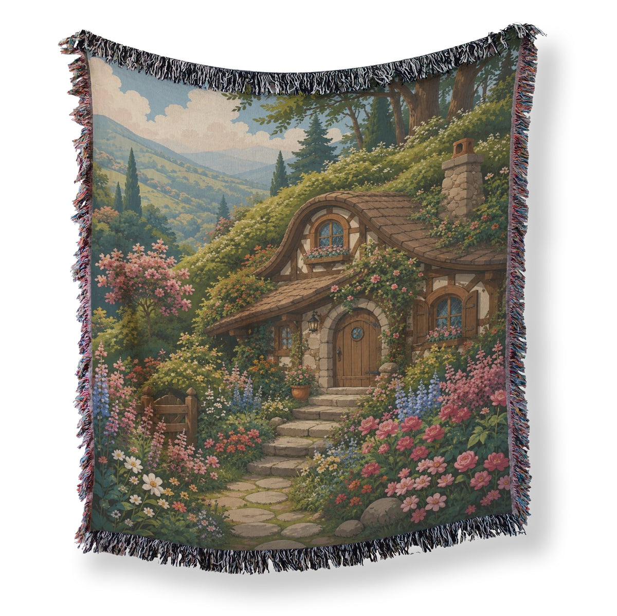 The Hillside Hobbit Cottage Blanket