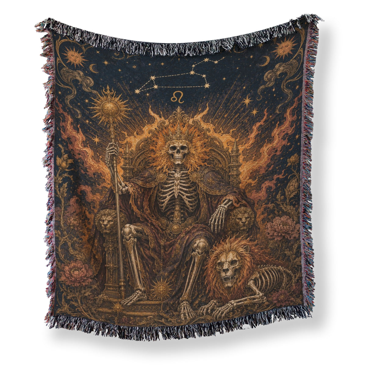 Leo Flame Throne – Gothic Zodiac Blanket