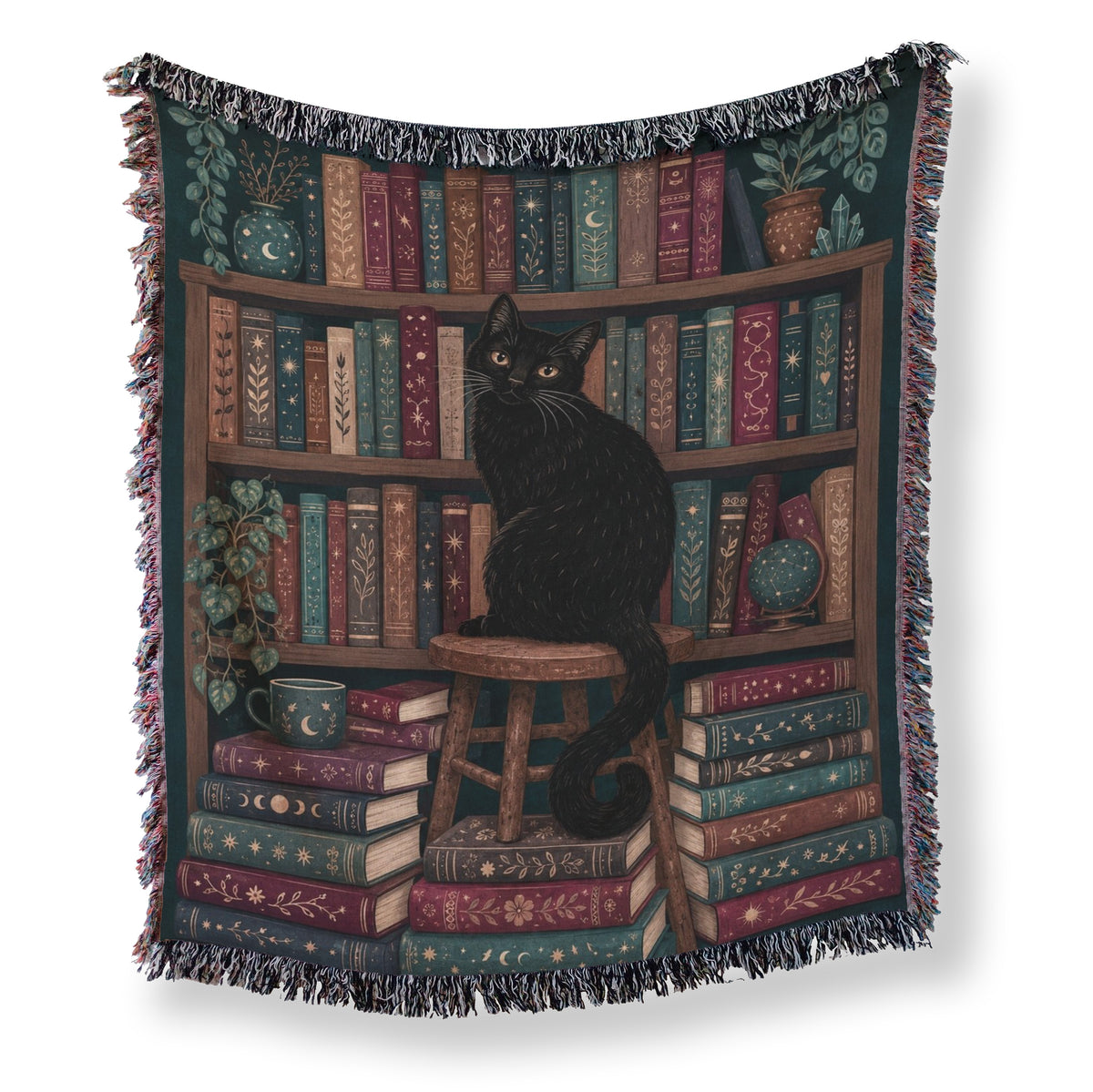 Black Cat Midnight Library Blanket