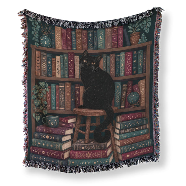 Black Cat Midnight Library Blanket