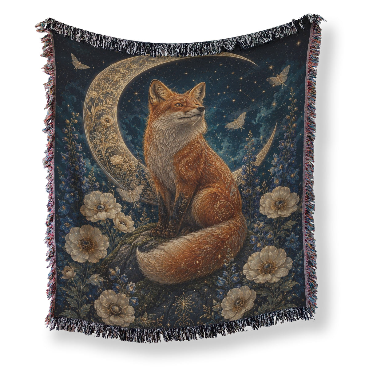 Celestial Fox Crescent Moon Blanket Main image