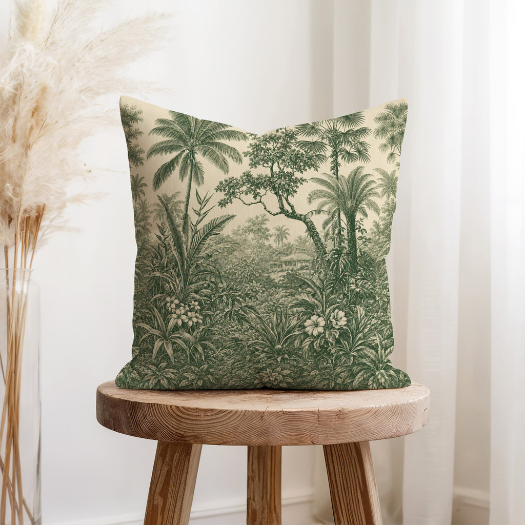 Verdant Tropical Grove Pillow