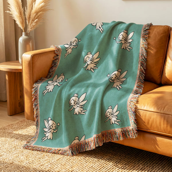 Teal Tiny Fairy Pattern Blanket