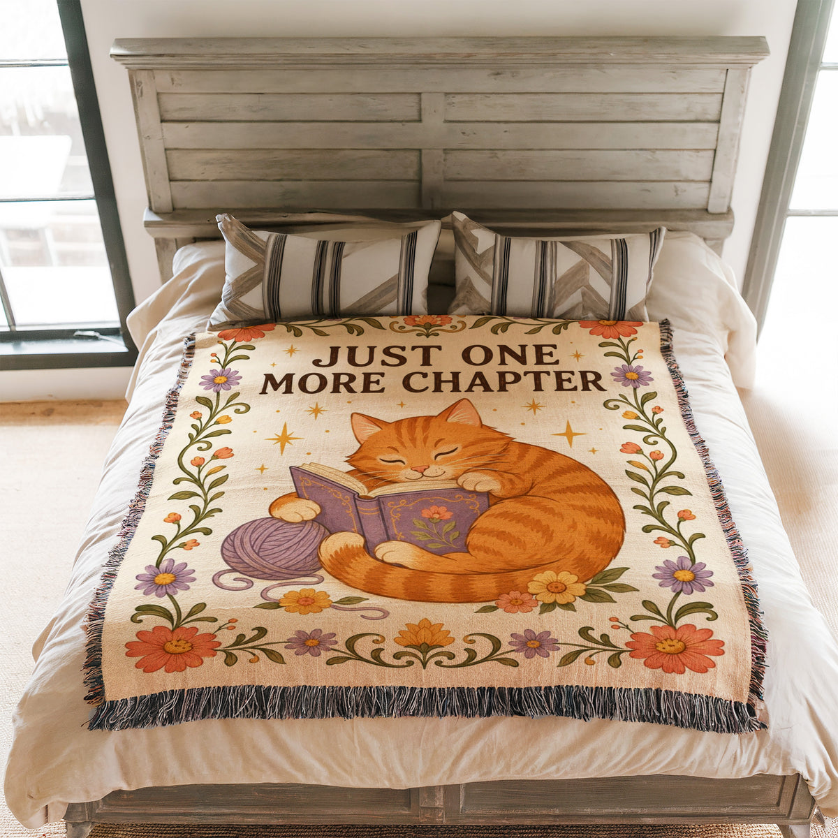 Just One More Chapter Cat Reading Blanket