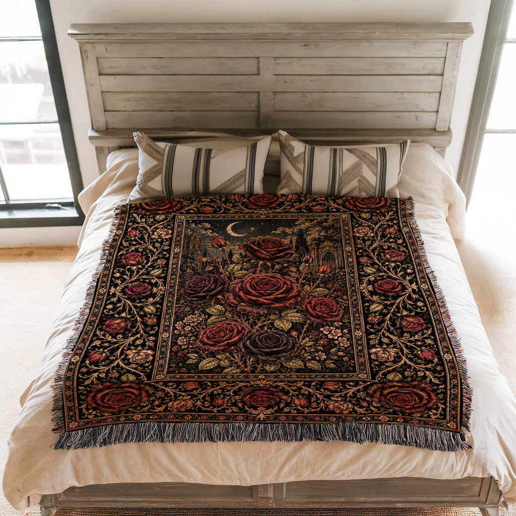Midnight Rose Garden Blanket