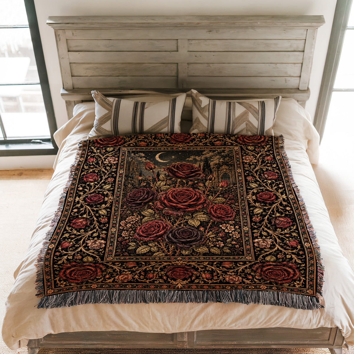Midnight Rose Garden Blanket