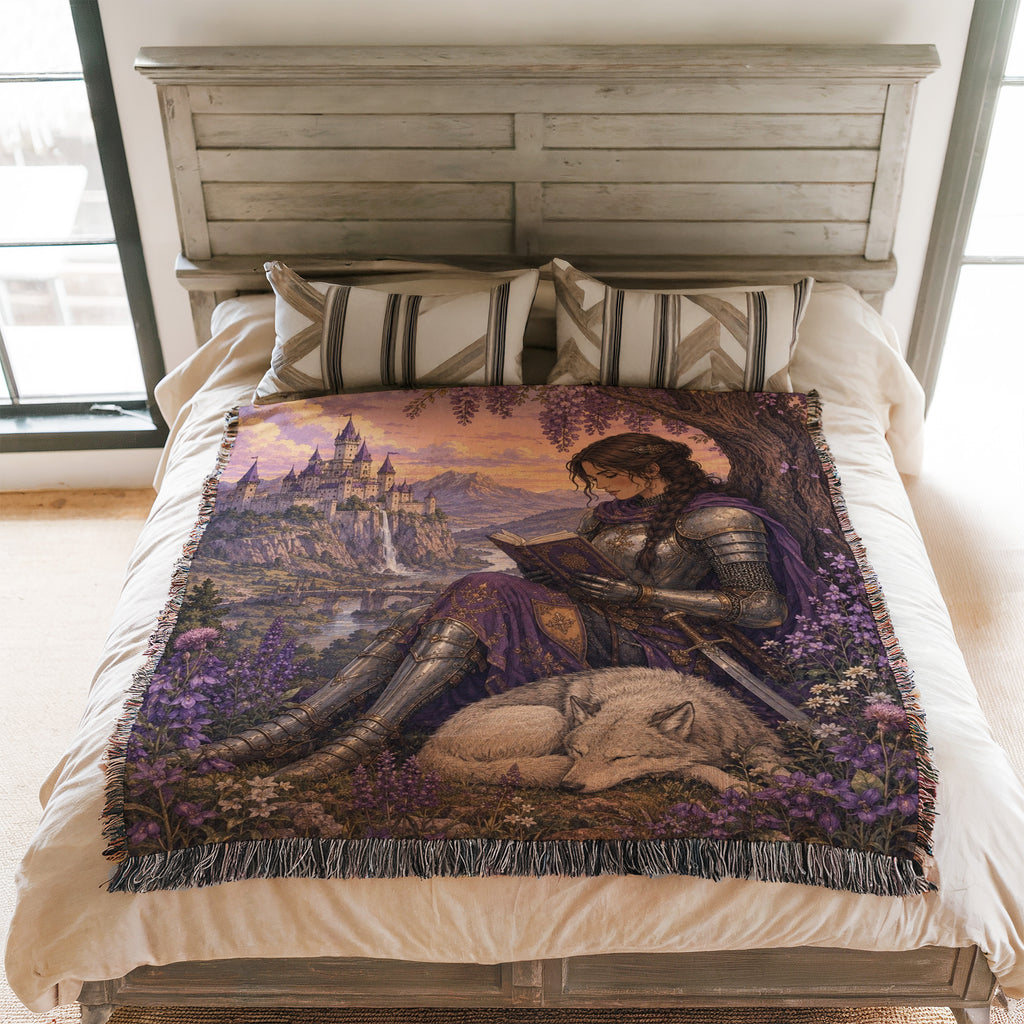 The Wisteria Knight & White Wolf Blanket