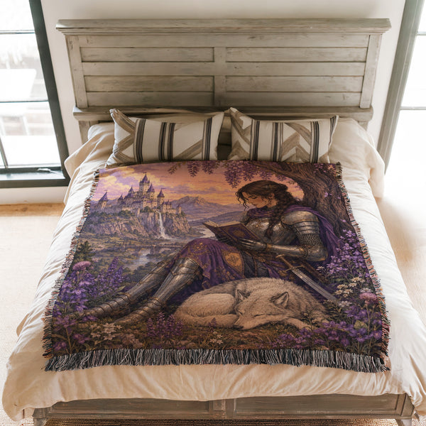 The Wisteria Knight & White Wolf Blanket
