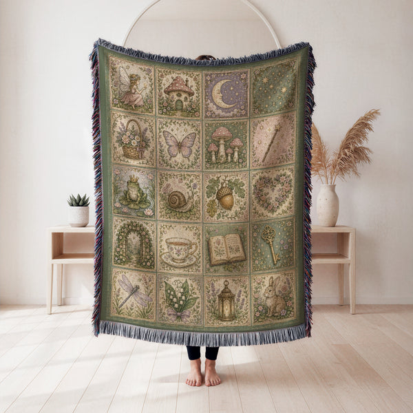 Enchanted Fairy Garden Patchwork Blanket