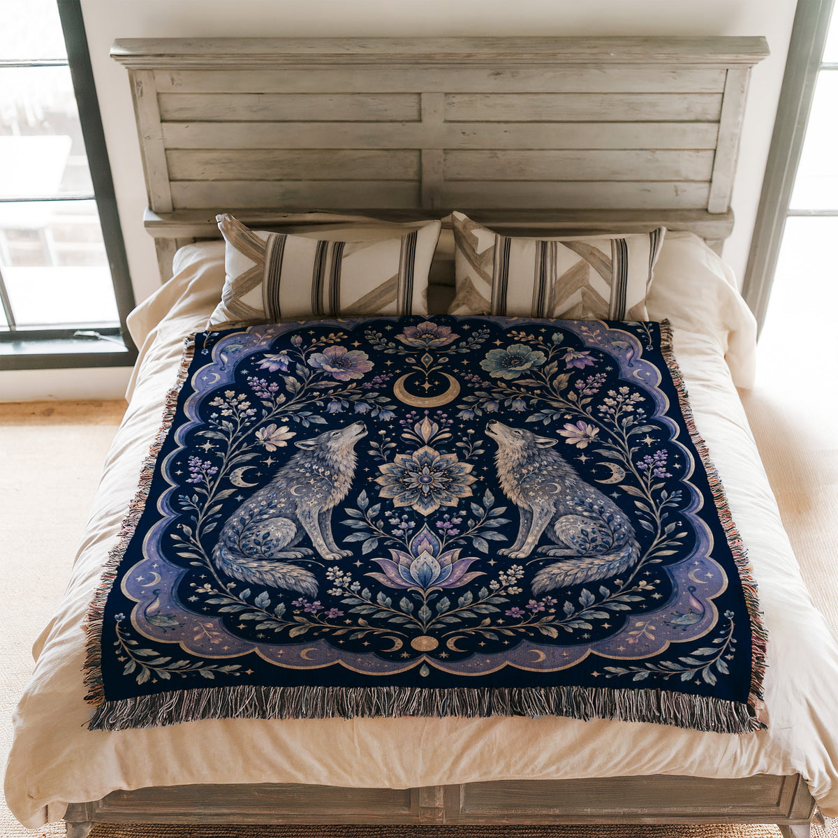 Midnight Moon Wolf Blanket