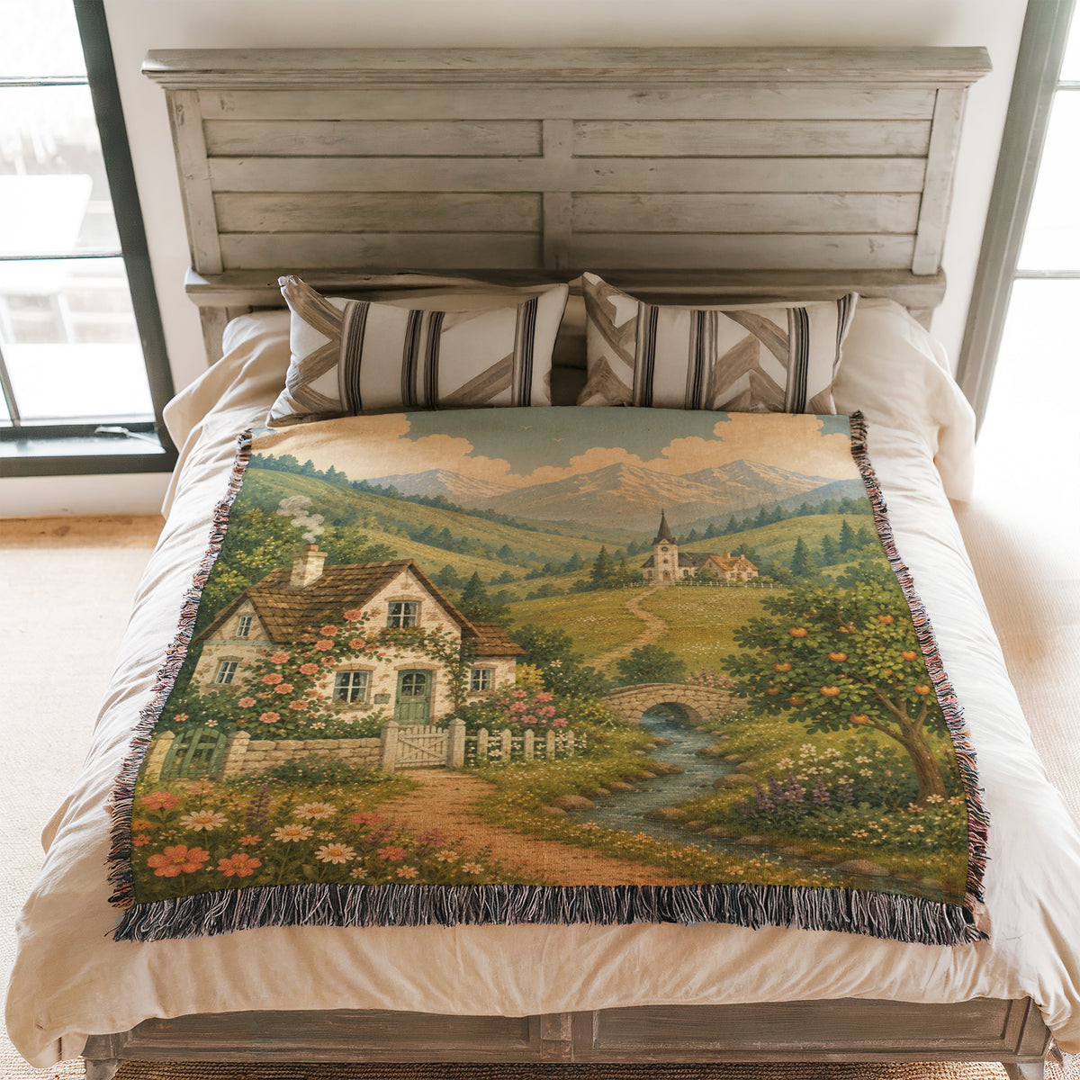 The Meadow Cottage by the Stream Blanket