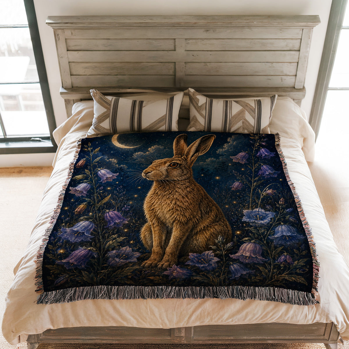 Moonlit Hare & Bluebell Blanket