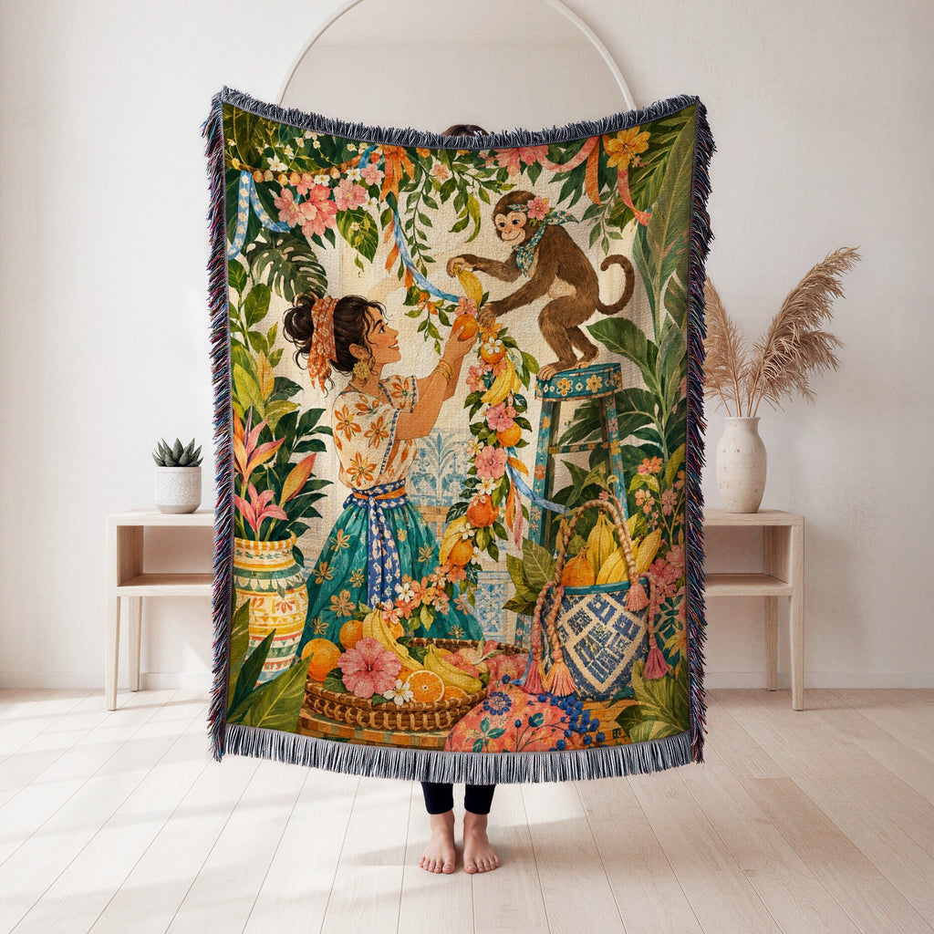 Monkey Garden Garland Blanket