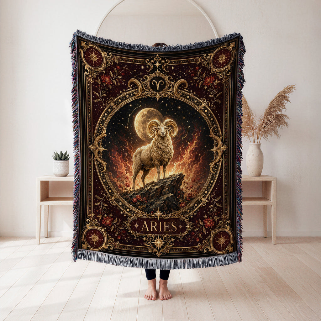 Aries Firemoon Ram Zodiac Blanket
