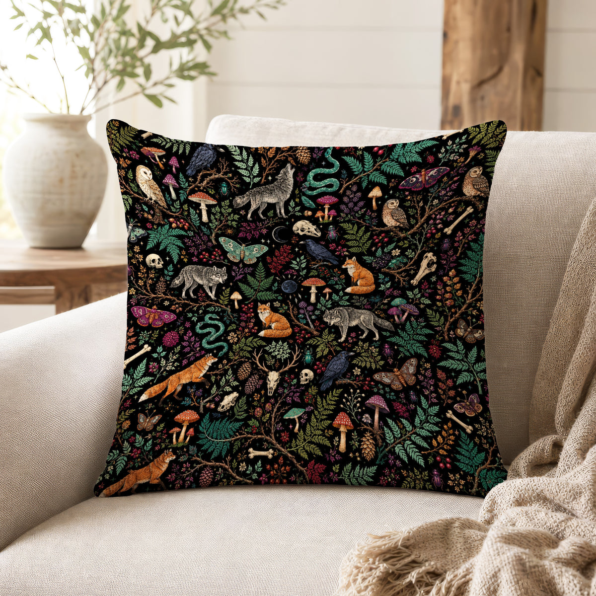 The Nocturnal Forest – Gothic Woodland Pillow