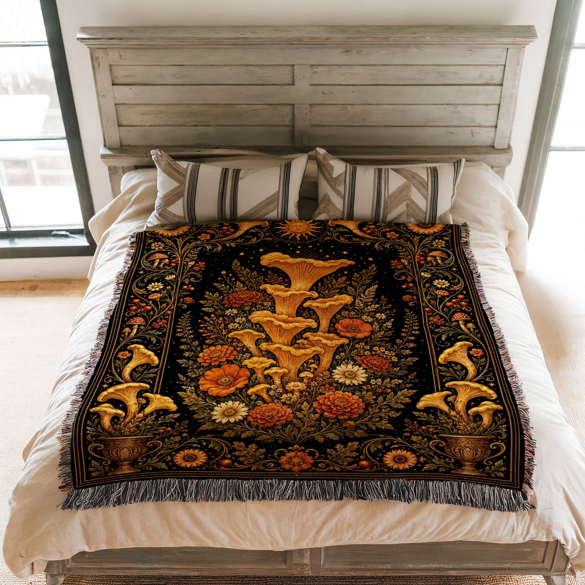 Golden Chanterelle Garden Blanket