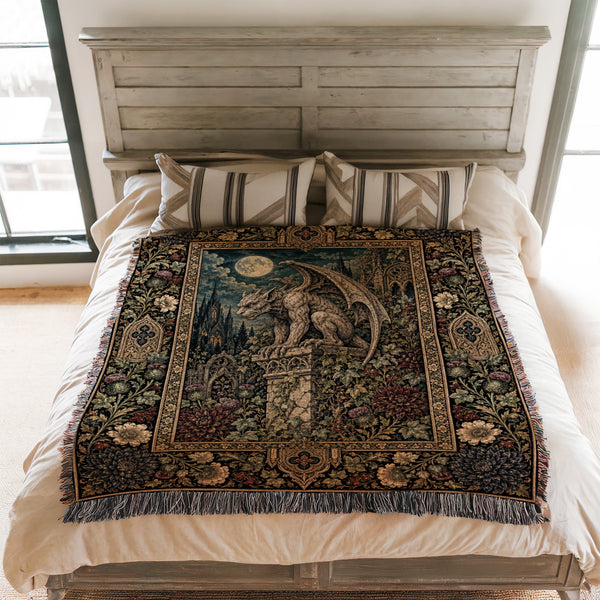 Moonlit Gargoyle Garden Blanket