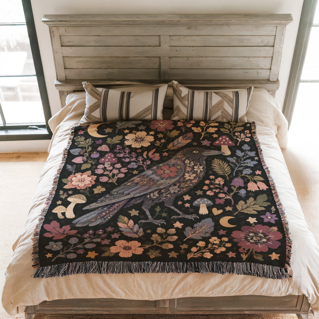 Moonlit Raven Garden Blanket