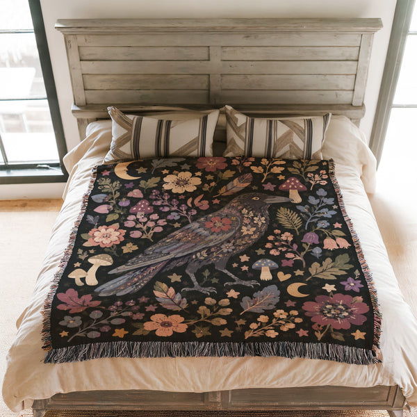 Moonlit Raven Garden Blanket