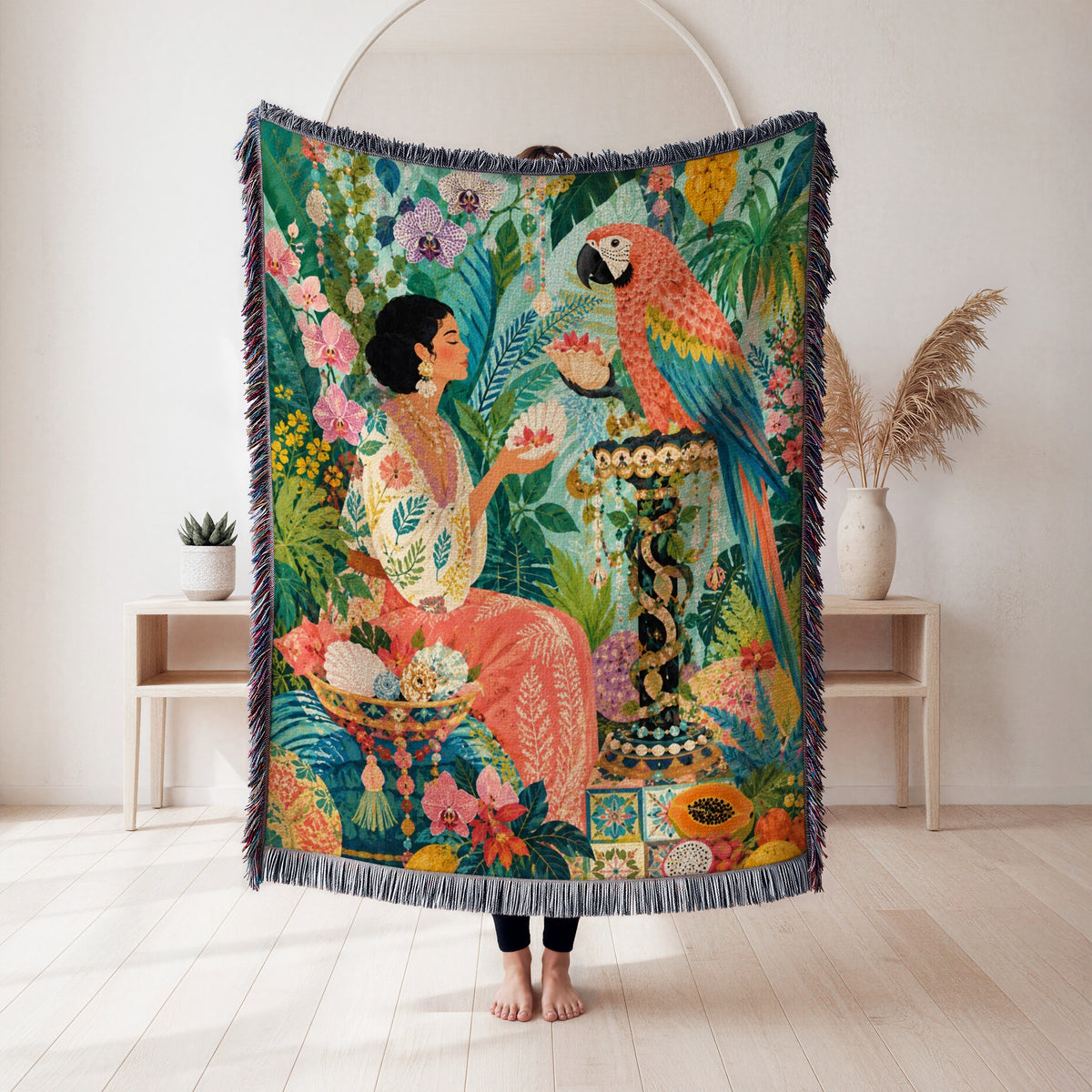 Macaw Tropical Garden Blanket