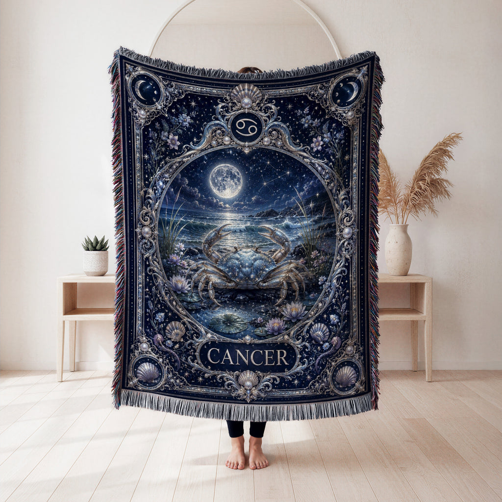 Cancer Moonlit Tide Zodiac Blanket