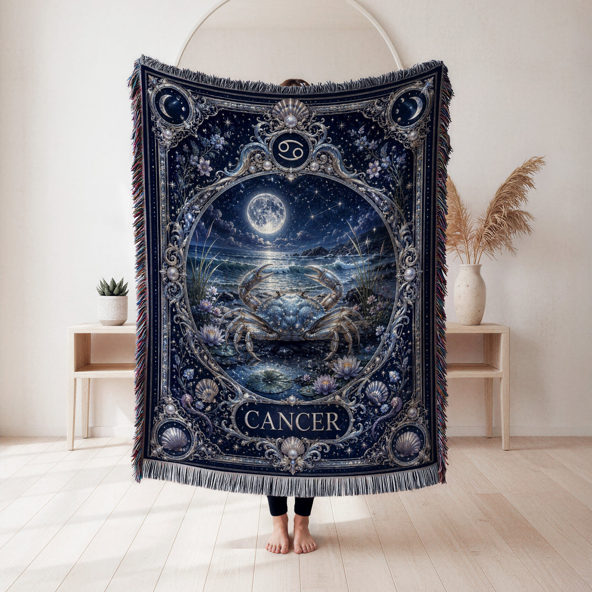 Cancer Moonlit Tide Zodiac Blanket