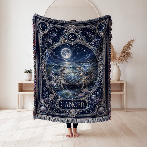 Cancer Moonlit Tide Zodiac Blanket