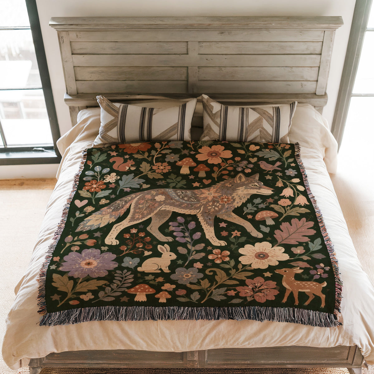 Enchanted Woodland Wolf Blanket