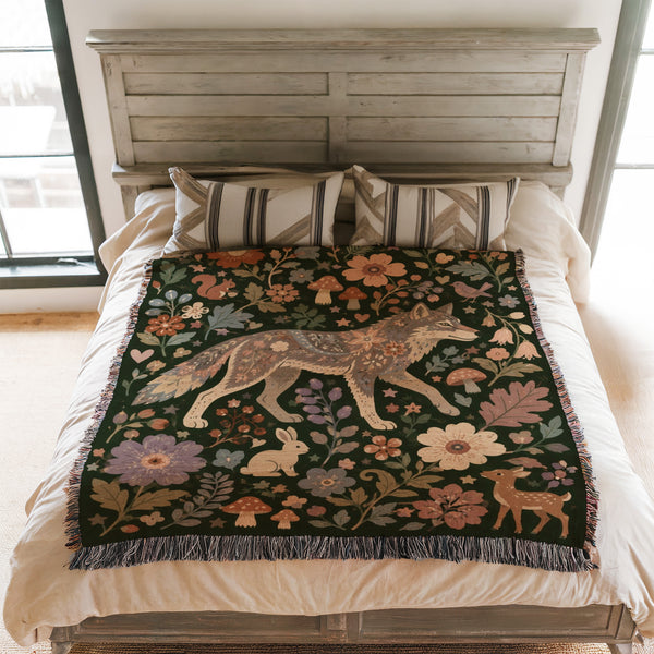 Enchanted Woodland Wolf Blanket