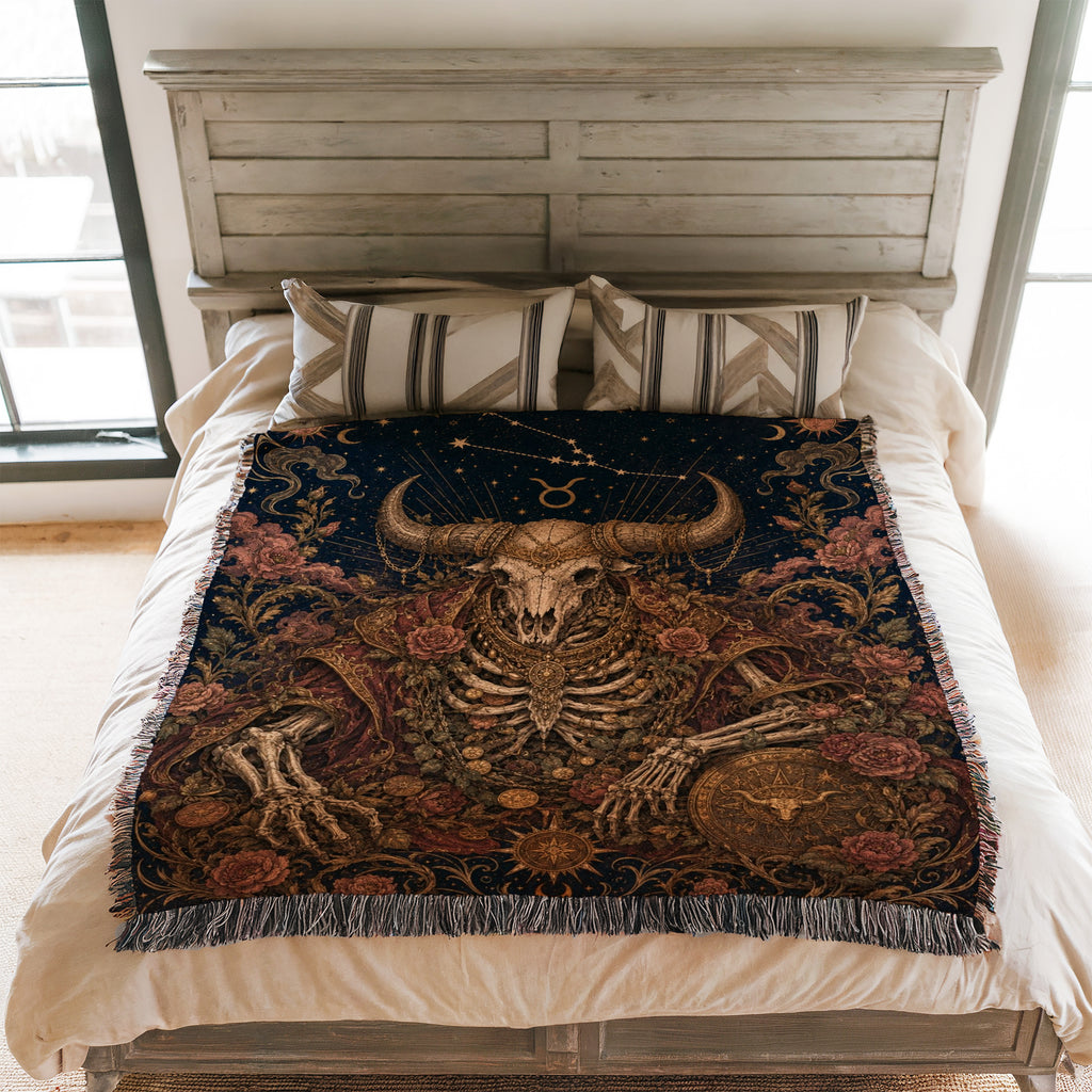 Taurus Rosebound Bull – Gothic Zodiac Blanket