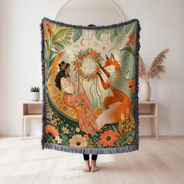 Fox Flower Wreath Blanket