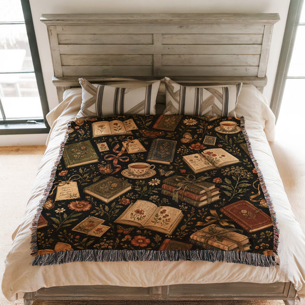 Vintage Botanical Book Pattern Blanket