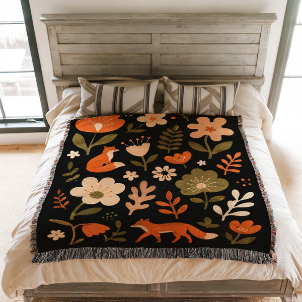 Foxes in the Autumn Garden Blanket