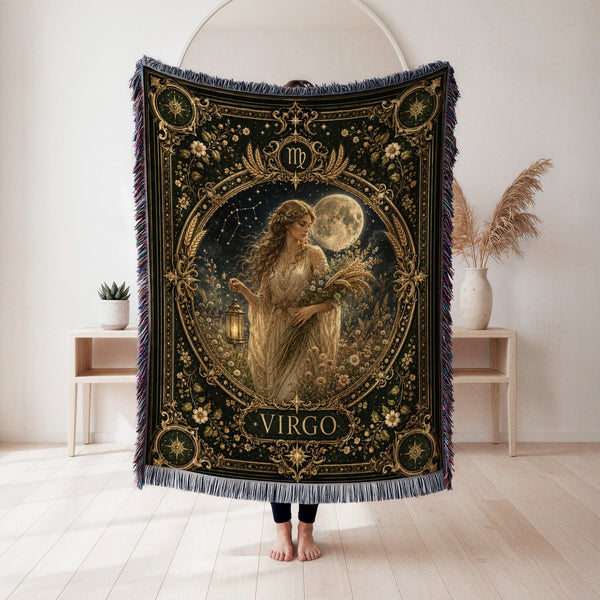Virgo Moonlit Harvest Maiden Zodiac Blanket