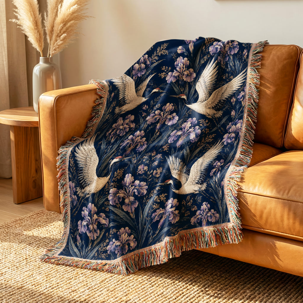 Cranes & Iris Blanket
