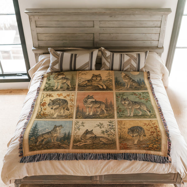 Vintage Wolf Portrait Blanket