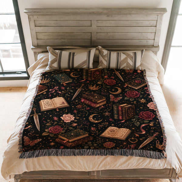 Gothic Romance Books & Roses Blanket