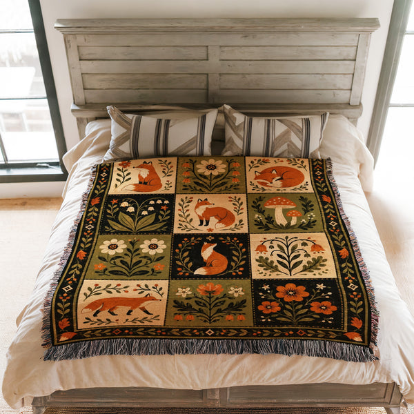 Fox Folk Patchwork Blanket