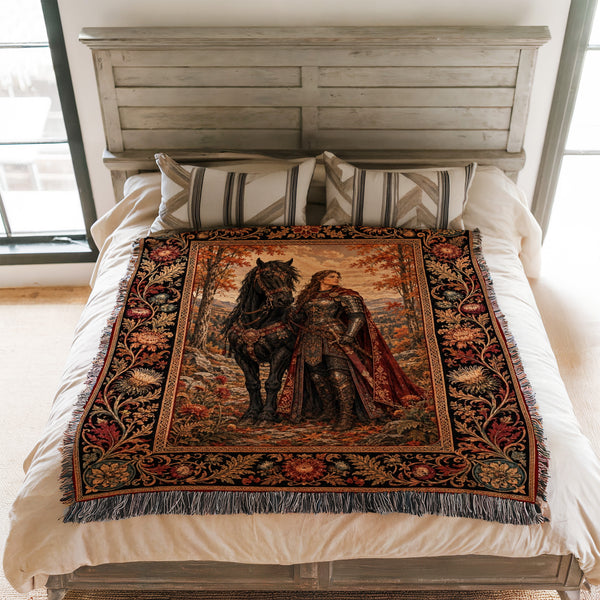 The Autumn Rider & Black Steed Blanket